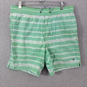 VTG Tommy Hilfiger Swim Trunks Mens Small teal Board Shorts 7" Inseam Hawaiian